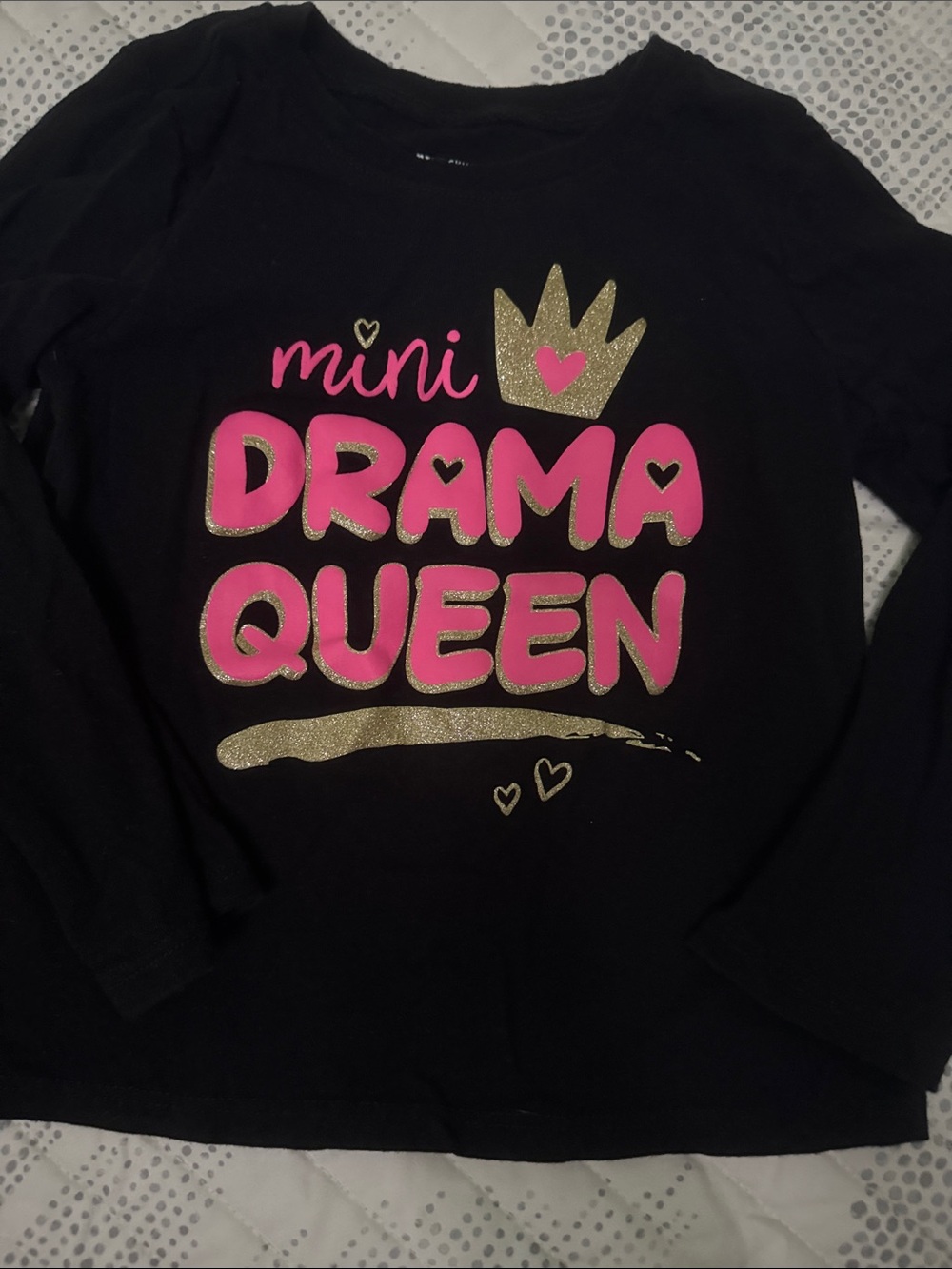 Mini Drama Queen Graphic Tee - Black & Pink